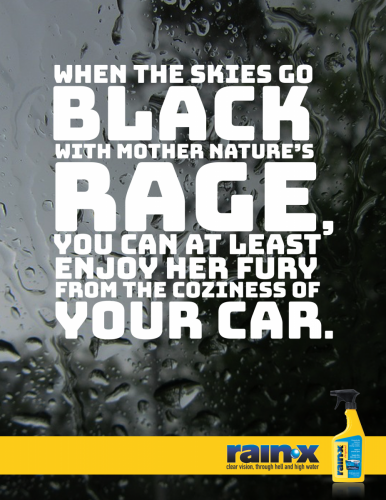 RainX print ad, Mother Nature's Rage