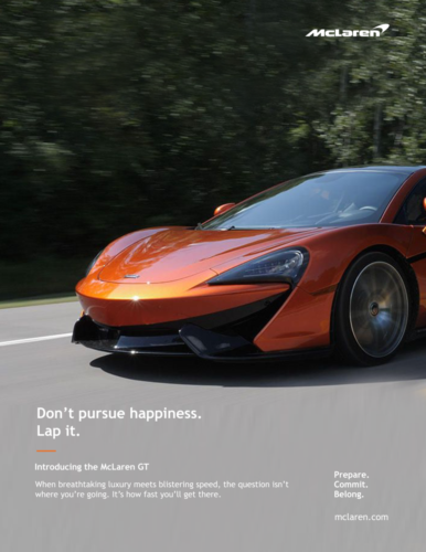 lap happiness mclaren gt print ad