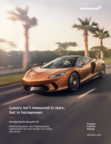 mclaren luxury horsepower ad